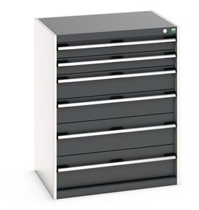 cubio drawer cabinet with 6 drawers. WxDxH: 800x650x1000mm. RAL 7035/5010 or selected Bott New for 2022